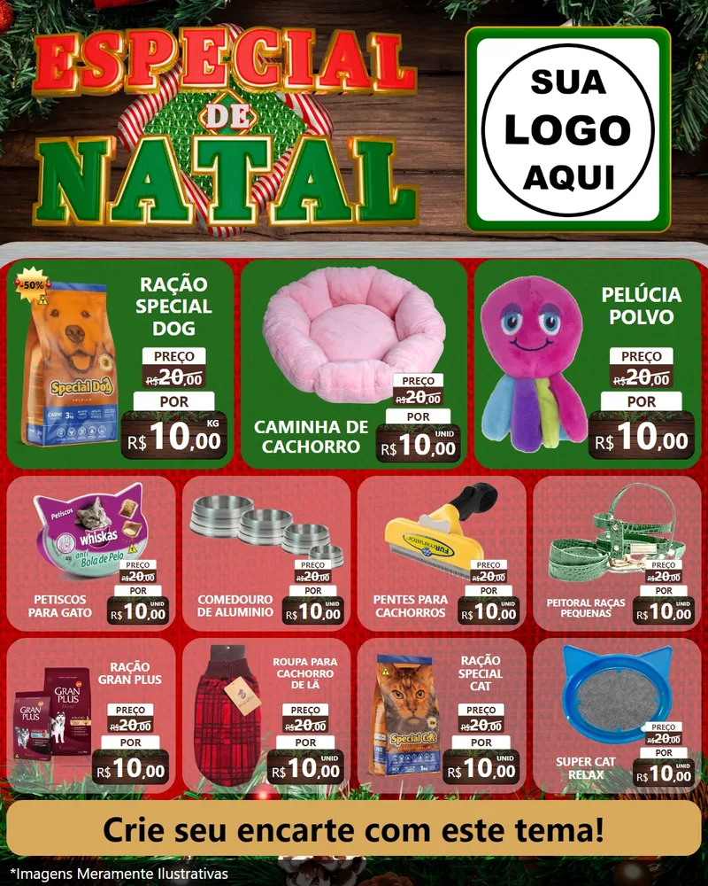 Modelo de Rede Social para Feed Instagram com o tema Especial de Natal para Pet Shop