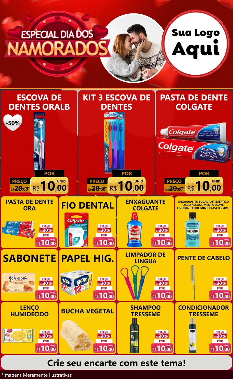 Modelo de Encarte para Encarte Grande com o tema Especial Dia Dos Namorados para Higiene Pessoal