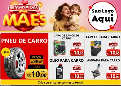 Modelo de Encarte para Encarte A4 Horizontal com o tema Semana das Mães para Auto peças