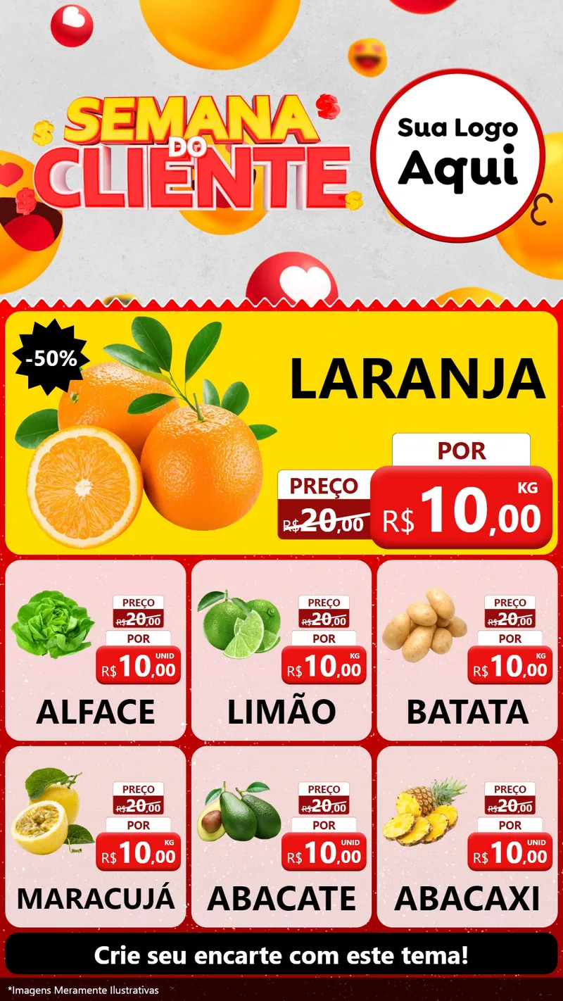 Modelo de Rede Social para Stories com o tema Semana do Cliente para Hortifrúti