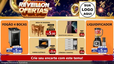 Modelo de TV para TV Horizontal com o tema Réveillon de Ofertas para Móveis e Eletro