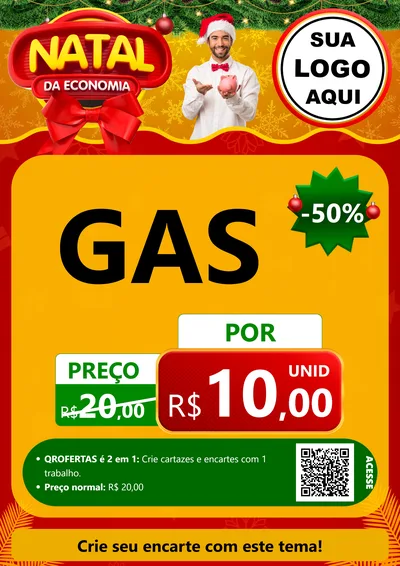 Modelo de Cartaz para Cartaz A4 Vertical com o tema Natal da Economia para Água e gás
