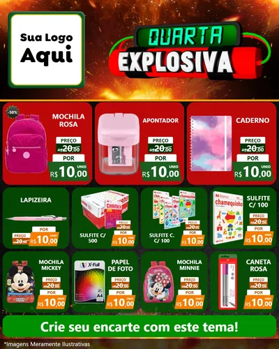 Modelo de Rede Social para Feed Instagram com o tema Quarta Explosiva para Papelaria
