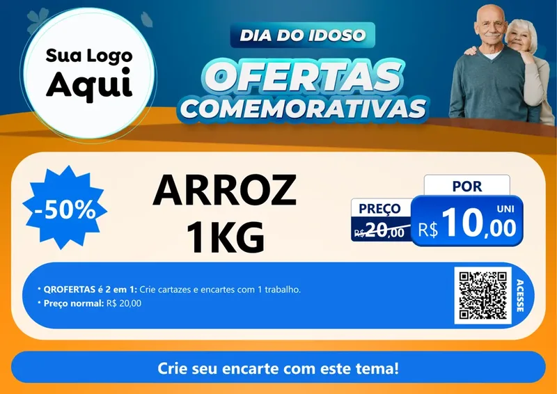 Modelo de Cartaz para Cartaz A4 Horizontal com o tema Dia do Idoso para Supermercado