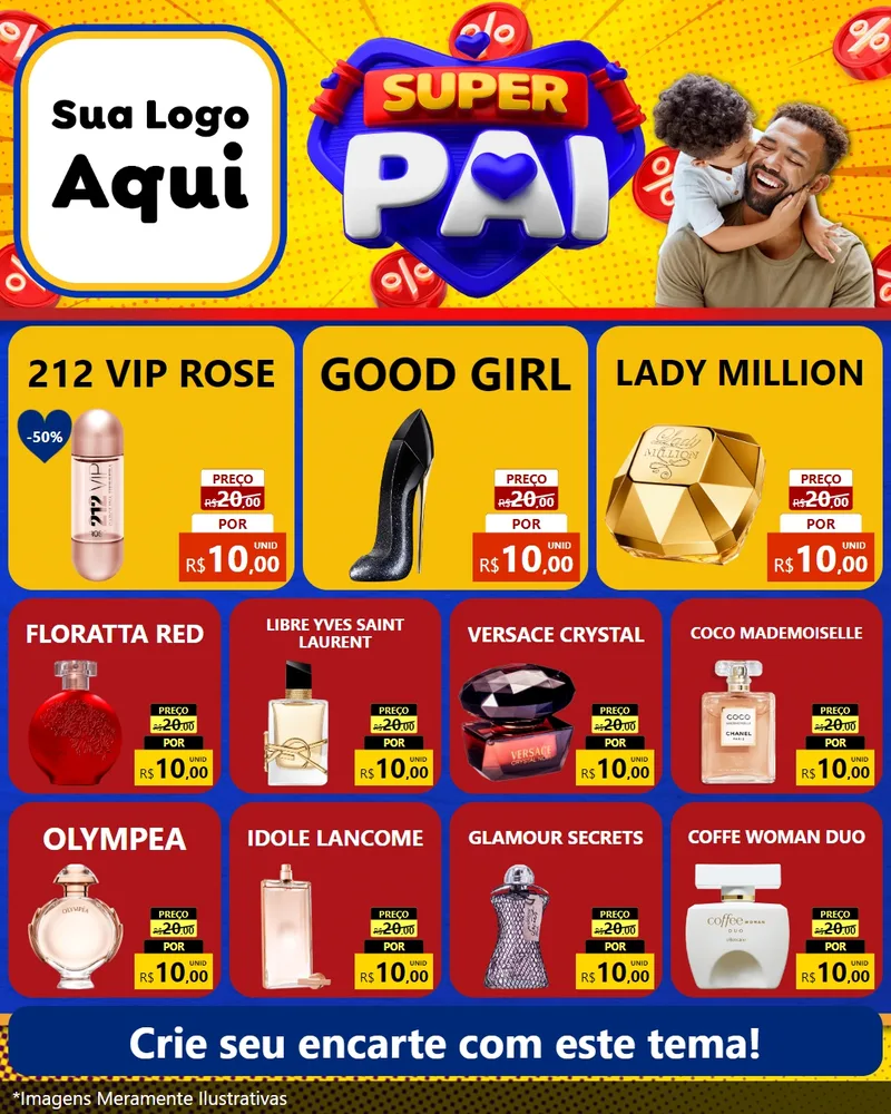 Modelo de Rede Social para Feed Instagram com o tema Super Pai para Perfumes