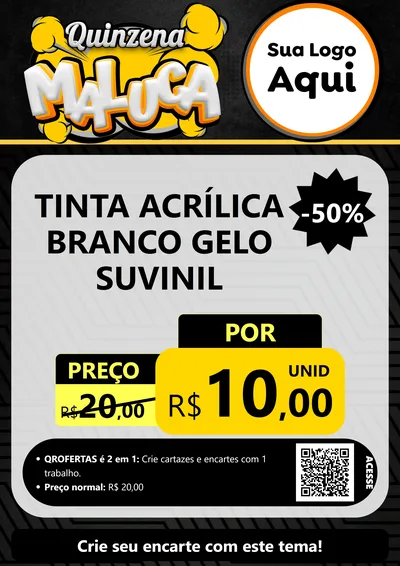 Modelo de Cartaz para Cartaz A4 Vertical com o tema Quinzena Maluca para Tintas e Ferramentas