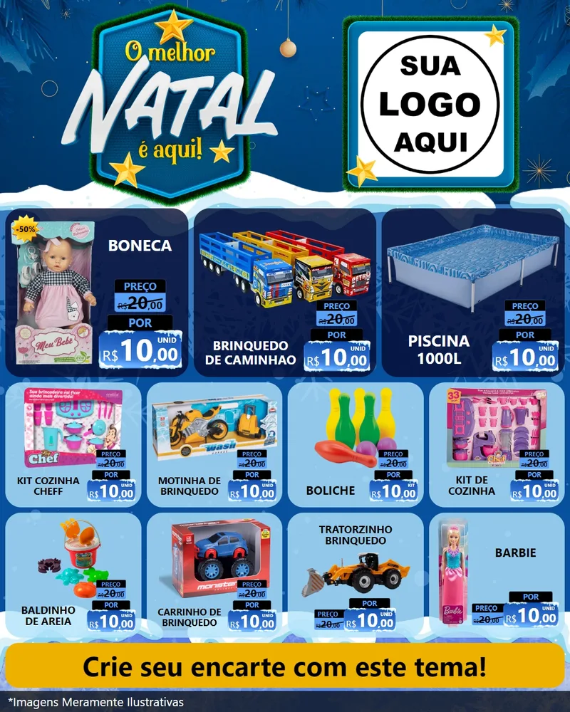 Modelo de Rede Social para Feed Instagram com o tema O Melhor Natal É Aqui! para Brinquedos