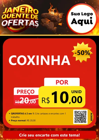 Modelo de Cartaz para Cartaz A4 Vertical com o tema Janeiro Quente de Ofertas para Salgadaria