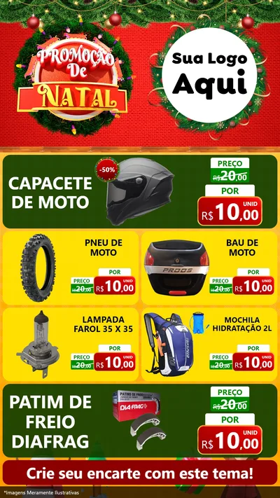 Modelo de TV para TV Vertical com o tema Promoção de Natal para Moto peças