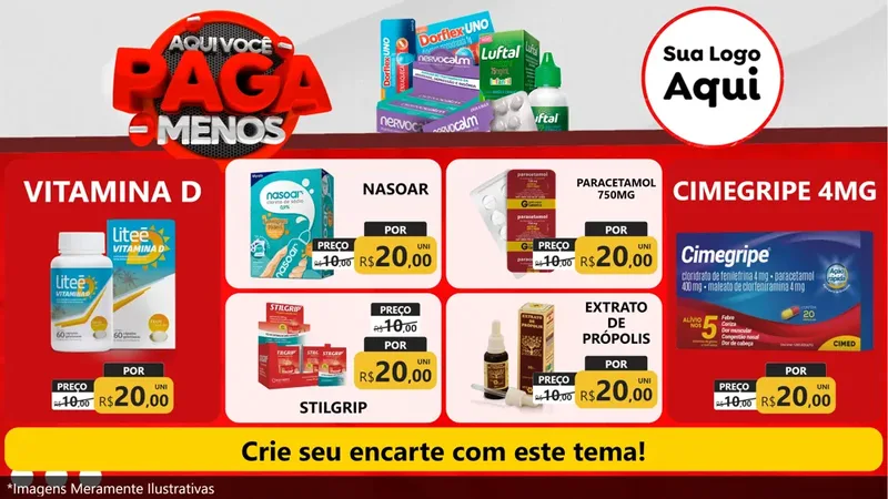Modelo de TV para TV Horizontal com o tema Aqui você paga menos para Farmácia