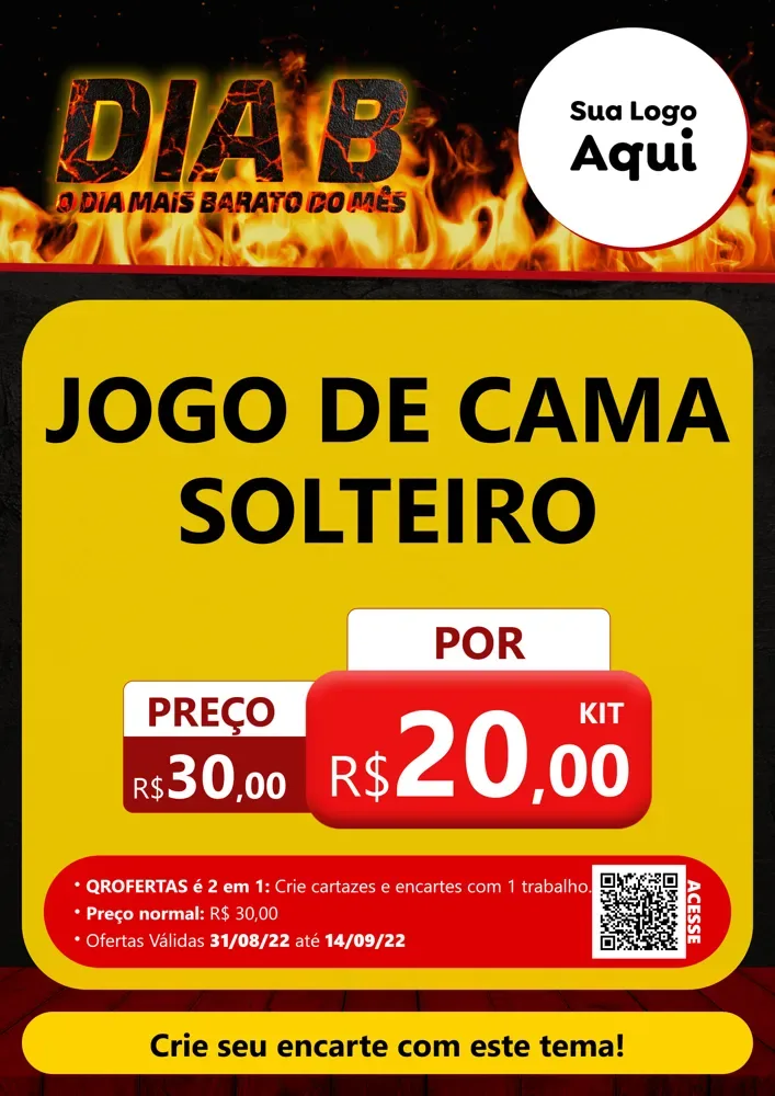 Modelo de Cartaz para Cartaz A4 Vertical com o tema Dia B para Cama, Mesa e Banho