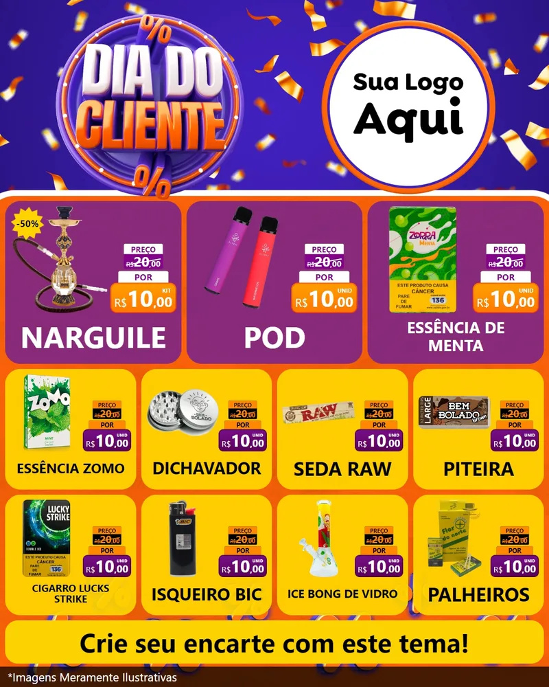 Modelo de Rede Social para Feed Instagram com o tema Dia do Cliente para Tabacaria