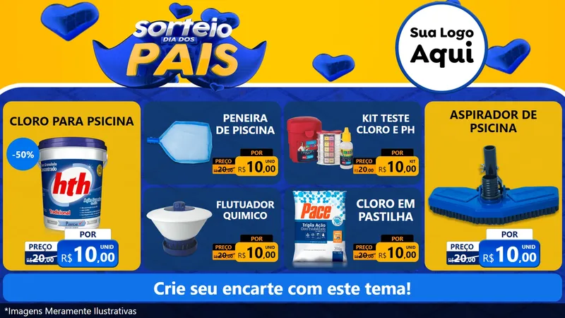 Modelo de TV para TV Horizontal com o tema Sorteio Dia dos Pais para Produtos para Piscina