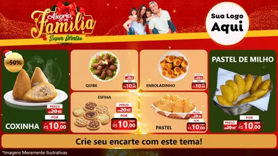 Modelo de TV para TV Horizontal com o tema Alegria em Família Super Ofertas - Natal para Salgadaria