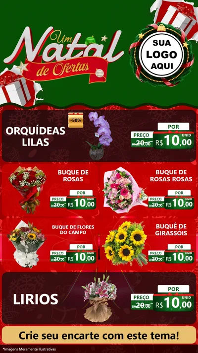 Modelo de TV para TV Vertical com o tema Um Natal de Ofertas para Floricultura e jardim