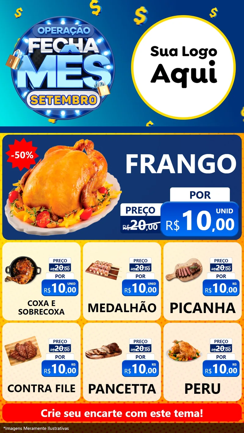 Modelo de Rede Social para Stories com o tema Operação Fecha Mês Setembro para Assados