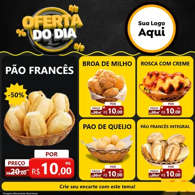Modelo de Rede Social para Feed Facebook com o tema Oferta Do Dia para Padaria