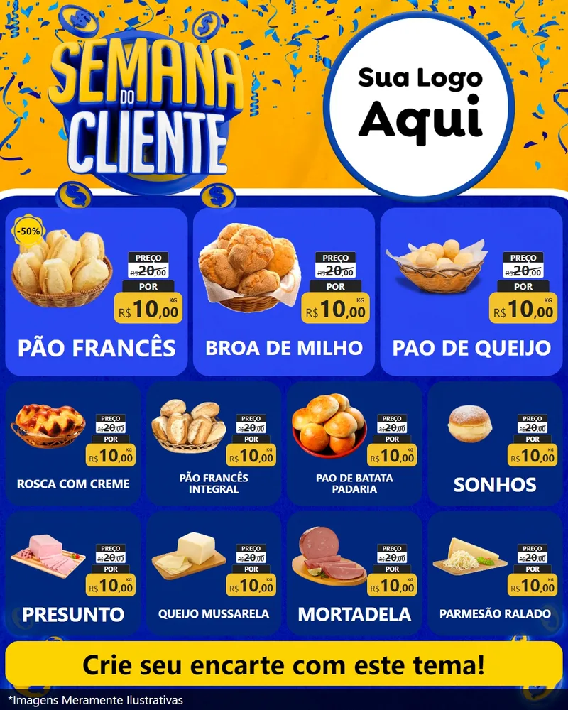 Modelo de Rede Social para Feed Instagram com o tema Semana do Cliente para Padaria