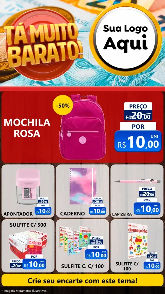 Modelo de Rede Social para Stories com o tema Está Muito Barato para Papelaria