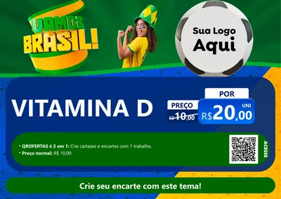 Modelo de Cartaz para Cartaz A4 Horizontal com o tema Vamos Brasil - Copa para Farmácia