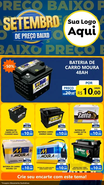 Modelo de Rede Social para Stories com o tema Setembro De Preço Baixo para Baterias Elétricas