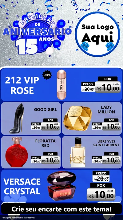 Modelo de TV para TV Vertical com o tema Promoção de Aniversário - 15 Anos para Perfumes