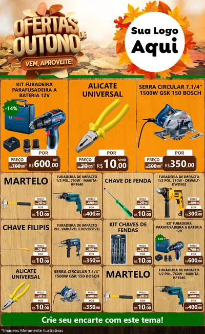 Modelo de Encarte para Encarte Grande com o tema Ofertas de Outono - Vem, Aproveite! para Maquinas e Ferramentas