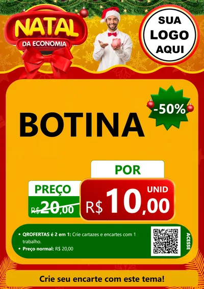 Modelo de Cartaz para Cartaz A4 Vertical com o tema Natal da Economia para Agropecuária