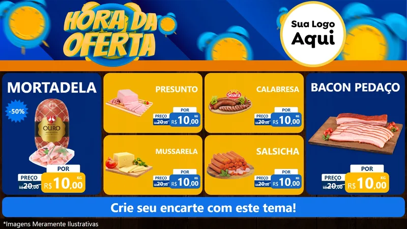 Modelo de TV para TV Horizontal com o tema Hora da Oferta para Frios e Laticínios