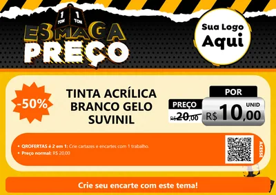 Modelo de Cartaz para Cartaz A4 Horizontal com o tema Esmaga Preço para Tintas e Ferramentas
