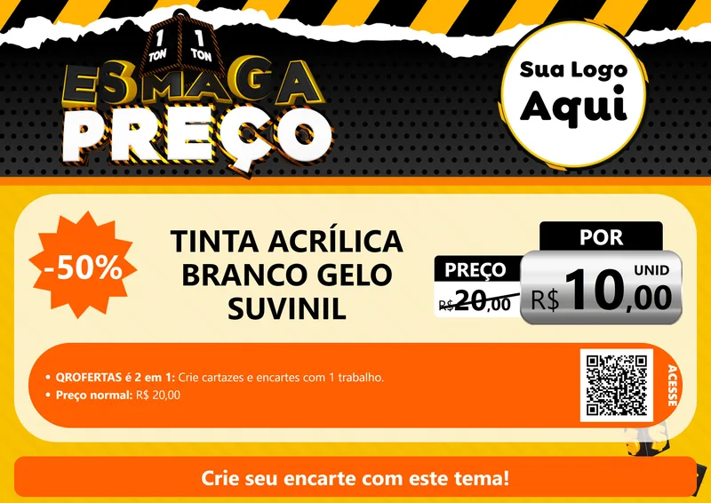 Modelo de Cartaz para Cartaz A4 Horizontal com o tema Esmaga Preço para Tintas e Ferramentas