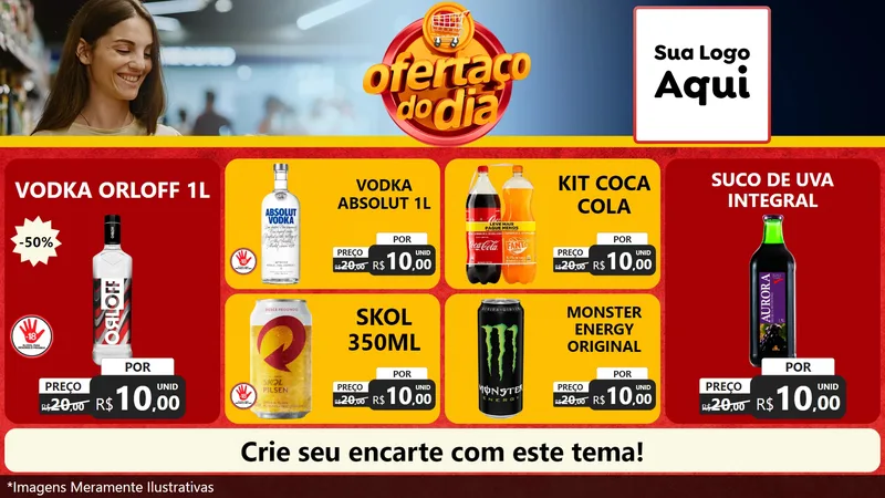 Modelo de TV para TV Horizontal com o tema Ofertaço Do Dia para Distribuidora de bebidas