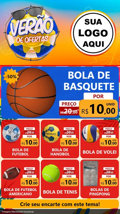 Modelo de Rede Social para Stories com o tema Verão de Ofertas para Artigos Esportivos