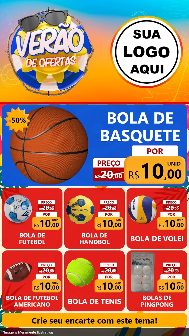 Modelo de Rede Social para Stories com o tema Verão de Ofertas para Artigos Esportivos