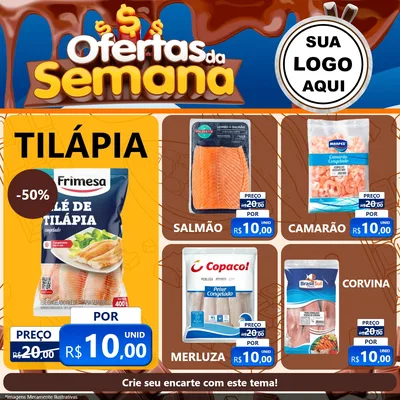Modelo de Rede Social para Feed Facebook com o tema Ofertas da Semana - Páscoa para Peixaria