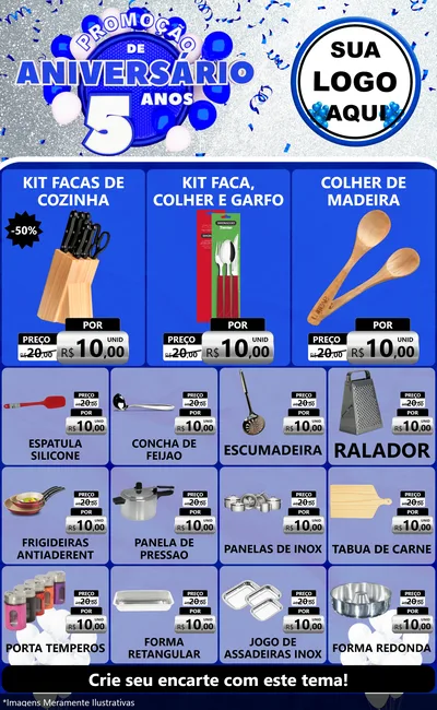 Modelo de Encarte para Encarte Grande com o tema Promoção de Aniversário - 5 Anos para Utilidades Domésticas