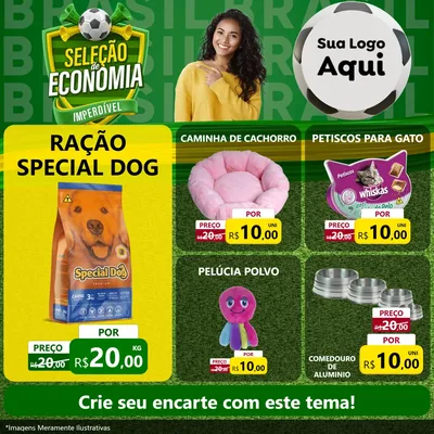 Modelo de Rede Social para Feed Facebook com o tema Seleção de Economia - Copa para Pet Shop