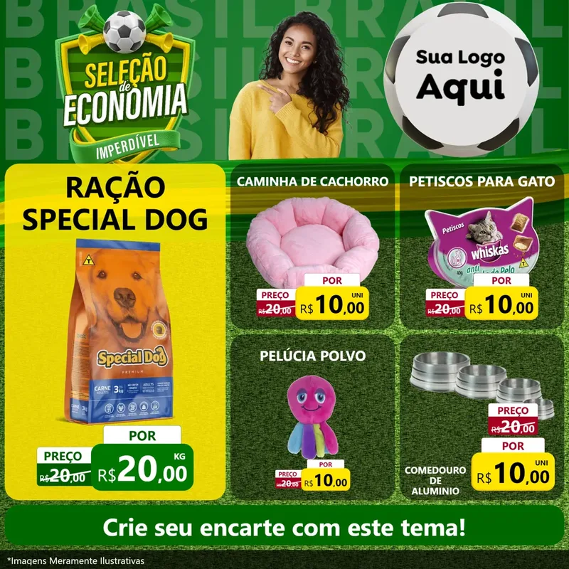 Modelo de Rede Social para Feed Facebook com o tema Seleção de Economia - Copa para Pet Shop