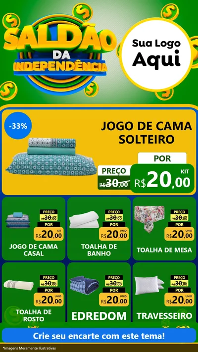 Modelo de Rede Social para Stories com o tema Saldão da Indepêndencia para Cama, Mesa e Banho