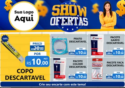 Modelo de Encarte para Encarte A4 Horizontal com o tema Show de Ofertas para Embalagens