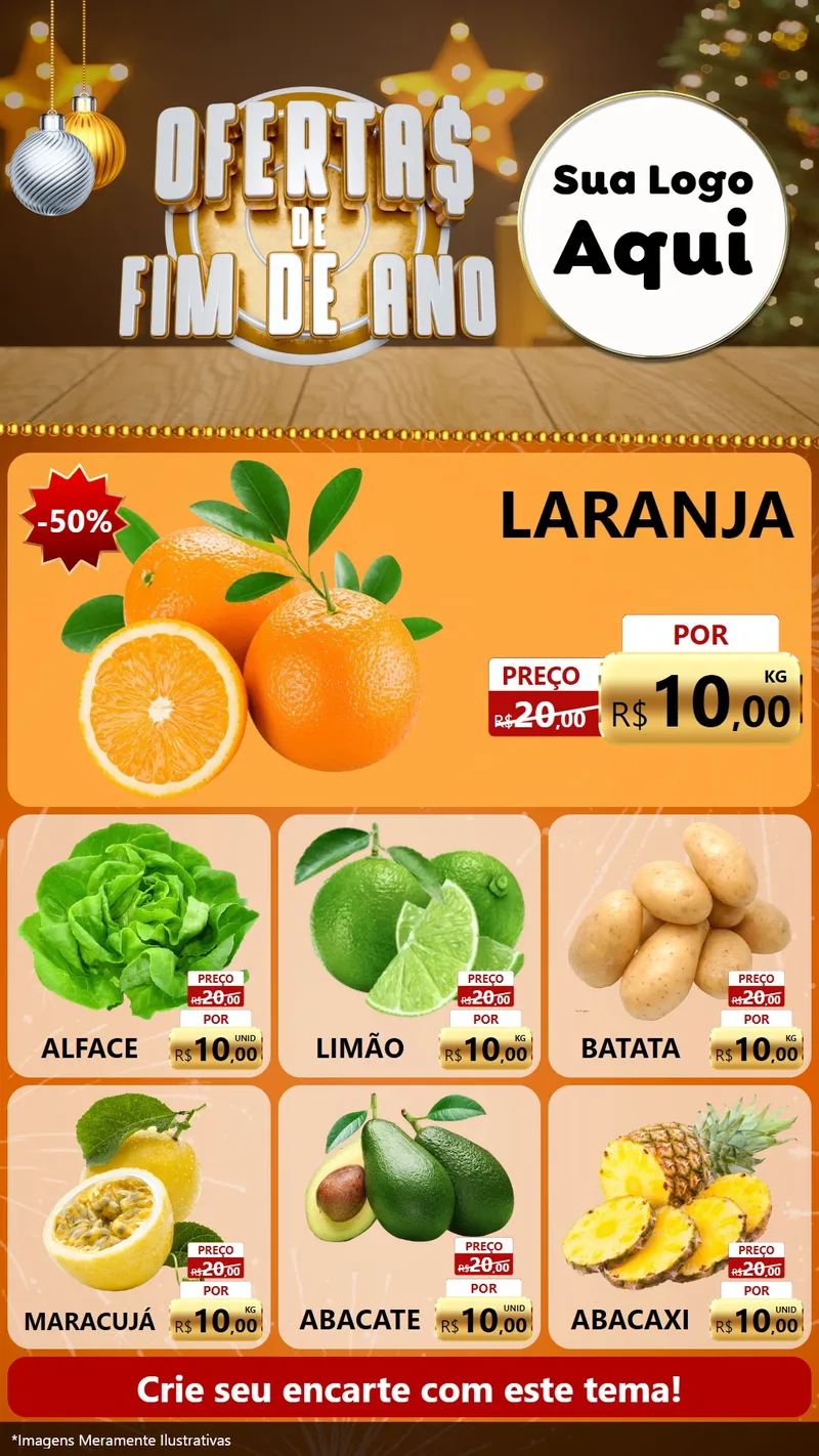 Modelo de Rede Social para Stories com o tema Ofertas de Fim de Ano para Hortifrúti