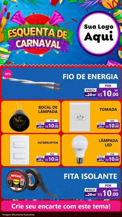 Modelo de TV para TV Vertical com o tema Esquenta de Carnaval para Materiais Elétricos