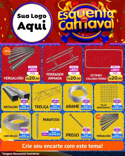 Modelo de Rede Social para Feed Instagram com o tema Esquenta de Carnaval para Ferragens