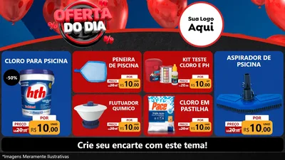 Modelo de TV para TV Horizontal com o tema Oferta do Dia para Produtos para Piscina