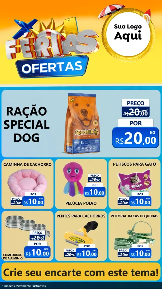 Modelo de Rede Social para Stories com o tema Ofertas - Férias para Pet Shop