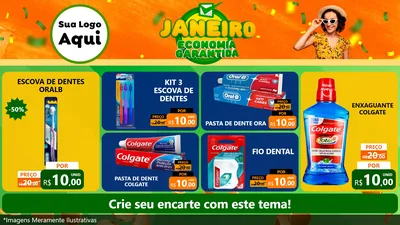 Modelo de TV para TV Horizontal com o tema Janeiro - Economia Garantida para Higiene Pessoal