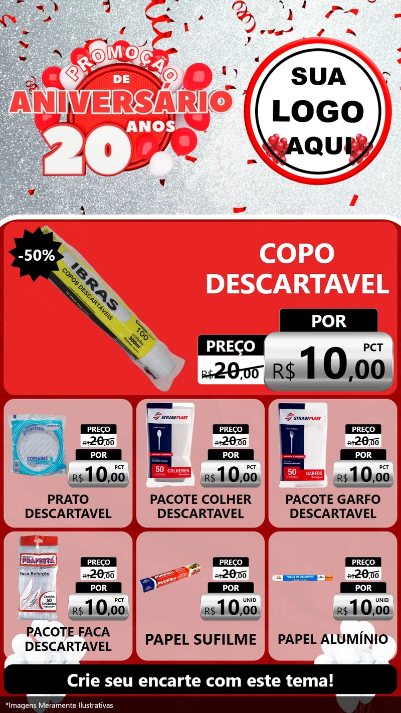 Modelo de Rede Social para Stories com o tema Promoção de Aniversário - 20 Anos para Embalagens