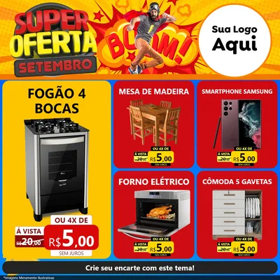 Modelo de Rede Social para Feed Facebook com o tema Super Oferta Setembro para Móveis e Eletro