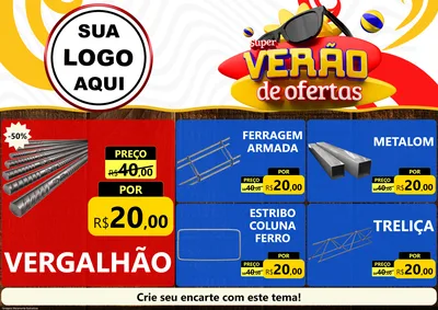 Modelo de Encarte para Encarte A4 Horizontal com o tema Super Verão de Ofertas para Ferragens
