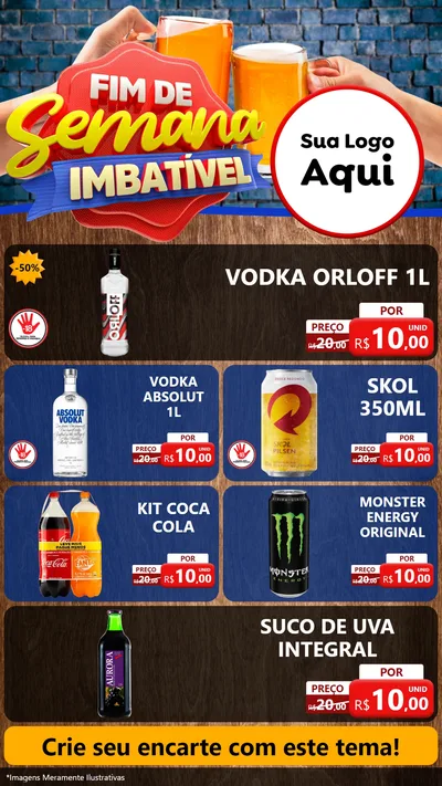 Modelo de TV para TV Vertical com o tema Fim de Semana Imbatível Bebidas para Distribuidora de bebidas